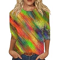 Womens Cinco De Mayo Shirts Summer Fashion 3/4 Sleeve Blouses Multicolour Mexican Fiesta Vacation Tee Tops