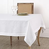 Solino Home White Linen Tablecloth 60 x 120 Inch – Handcrafted from 100% Pure European Flax Linen Tablecloth – Machine Washable Rectangular Table Cover for Spring, Summer, Indoor, Outdoor – Fete