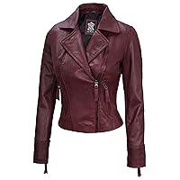 Decrum Leather Jacket Womens - Motorcycle Style Real Leather Jackets For Women