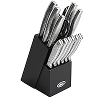 Oster Edgefield Stainless Steel Cutlery Knife Block Set, 14-Piece, Brushed Satin