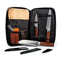 GSI Outdoors, Rakau Gourmet 3-Piece Camping Knife Set with Stainless Steel Blades and Waterproof Wood Handles, Perfect for Outdoor Cooking and Adventures
