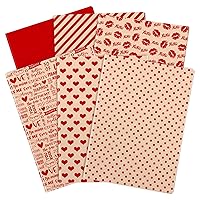 Whaline 90 Sheet Valentine's Day Tissue Paper Heart Lip Love Vintage Gift Wrapping Paper Valentine Heart Dot Stripe Decorative Art Paper for Wedding Anniversary Birthday Party DIY Crafts Decor
