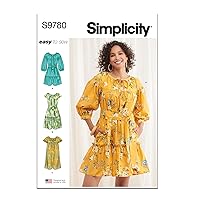 Simplicity Easy Misses' Dresses Sewing Pattern Packet, Design Code S9780, Sizes 16-18-20-22-24, Multicolor