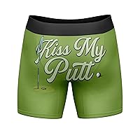 Crazy Dog T-Shirts Mens Funny Boxers Kiss My Putt Sarcastic Golf Novelty Underwear For Men