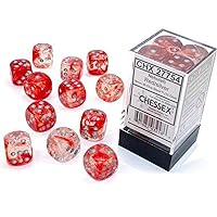 Chessex Nebula 16mm d6 Red/Silver w/Luminary Dice Block (12 dice)