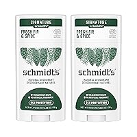 Schmidt's Aluminum Free Natural Deodorant Fresh Fir & Spice 2-pk for Women and Men, with 24 Hour Odor Protection, Certified Natural, Cruelty Free, Vegan Deodorant 2.65oz