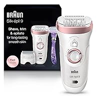 Epilator Silk-épil 9 9-870, Facial Hair Removal for Women, Hair Removal Device, Wet & Dry, Women Shaver & Trimmer, Cordless, Rechargeable, with Venus Extra Smooth Razor
