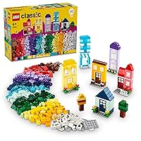 LEGO Classic Creative Houses, House Building Toy with Bricks, Gift for Boys and Girls Ages 4 and Up, Doors, Windows and Gardens Accessory 11035