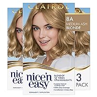 Nice'n Easy Permanent Hair Dye, 8A Medium Ash Blonde Hair Color, Pack of 3