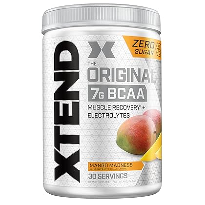 XTEND Original BCAA Powder Mango Madness - Sugar Free Post Workout Muscle Recovery Drink with Amino Acids - 7g BCAAs for Men & Women - 30 Servings