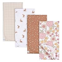 Gerber Unisex Baby 100% Cotton Flannel Receiving Blankets 30x30 Inches (Pack of 4), Retro Floral, One Size