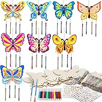 16 Pack Butterfly Wind Chime Kits Butterfly Crafts for Kids Make Your Own Butterfly Wind Chime Wooden DIY Arts and Crafts for Summer Party School Classroom Decorations Supplies Birthday Favors