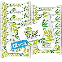 Flushable Wipes for Baby and Kids by Kandoo, Sensitve and Unscented Formula, Hypoallergenic Potty Training Wet Cleansing Cloths, 42 Count, Pack of 12