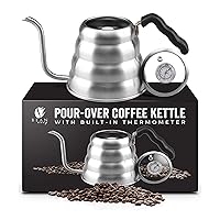 Pour Over Coffee Kettle - 40 oz, Stainless Steel, Gooseneck Coffee and Tea Kettle with Thermometer and Ergonomic Handle