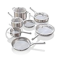 Ninja EverClad Stainless Steel Cookware 12 Piece Pots & Pans Set, All Stovetops & Induction, Oven Safe to 600°F, PFAS Free, Tri-Ply Commercial-Grade, C99012