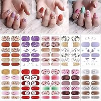 10 Sheets Flowers Nail Polish Stickers Full Nail Wraps Colorful Flowers Nail Polish Stickers Supply Purple Self Adhesive Floral Leaf Nail Design red Pink Spring Flowers Nail Polish Strips for Women