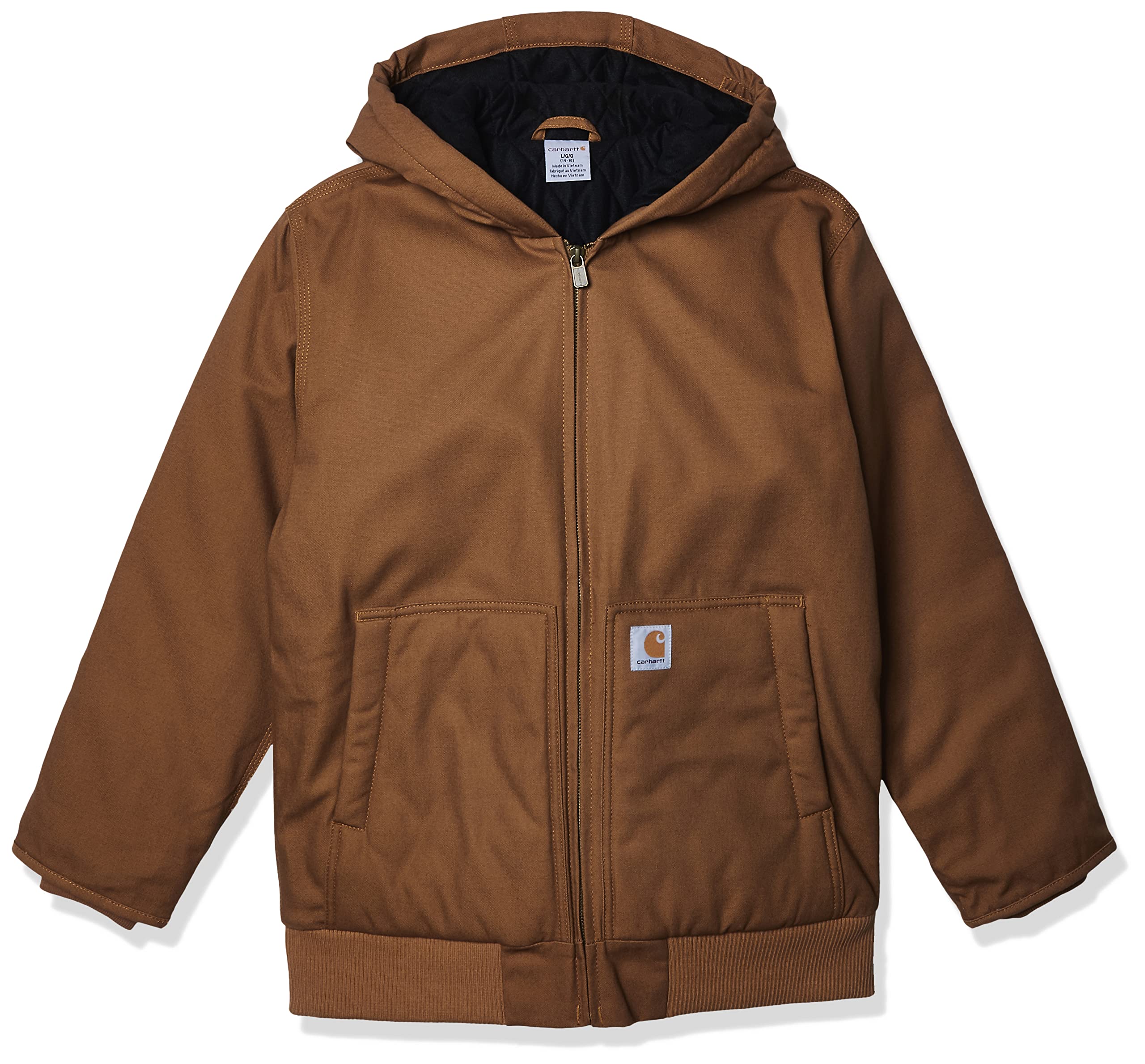 Carhartt Boys' Flannel-Lined Hooded Canvas Insulated Zip-up Jacket