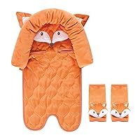 Hudson Baby Unisex Baby Car Seat Insert and Strap Covers, Fox, One Size