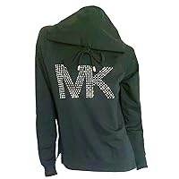 Michael Kors Womens Black/Gold Studded MK Logo Fashion Hoodie (US, Alpha, Small, Regular, Regular)