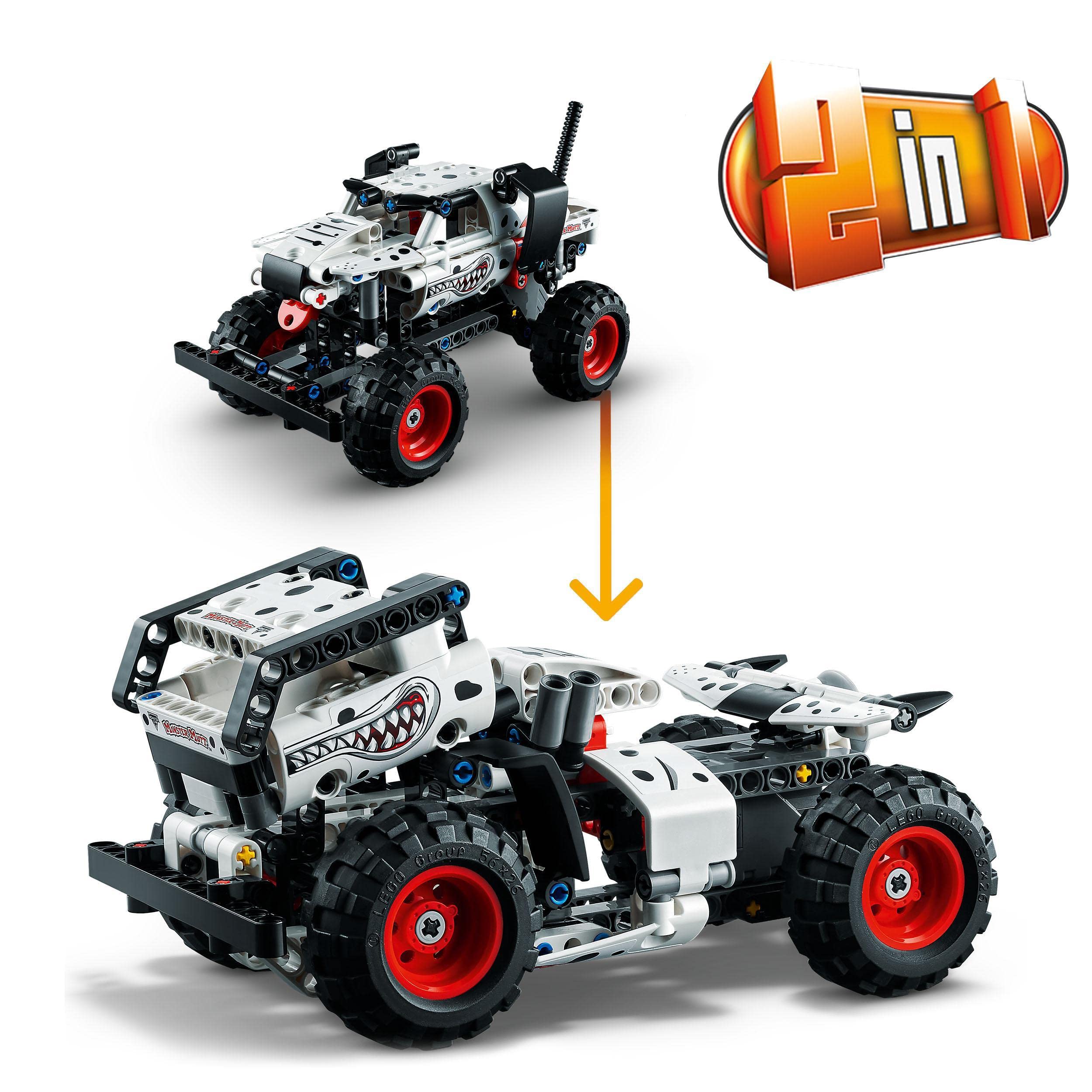 LEGO 42150 Technic Monster Jam Monster Mutt Dalmatian, Monster Truck-Spielzeug für Jungen und Mädchen, Rennspielzeug mit Rückziehmotor