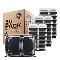Freshware Meal Prep Containers [50 Count ] 2 Compartment with Lids, Food Storage Containers, Bento Box, BPA Free, Stackable, Microwave/Dishwasher/Freezer Safe (32 oz)
