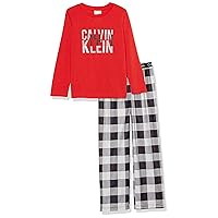Calvin Klein Boys' Long Sleeve Tee & Plaid Jogger Pajama Set
