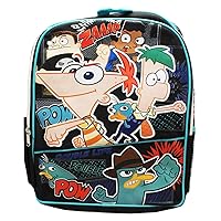 Disney's Phineas and Ferb Double Pow Black/Teal Full Size Backpack (16in)