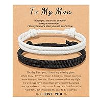 UNGENT THEM Adjustable Rope Couples Bracelets for Men, Boyfriend, Girlfriend, Soulmate, Husband, Wife - Anniversary Valentines Day Birthday Christmas Gift for Him and Her