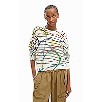 Desigual Women's Short Striped Arty Pullover
