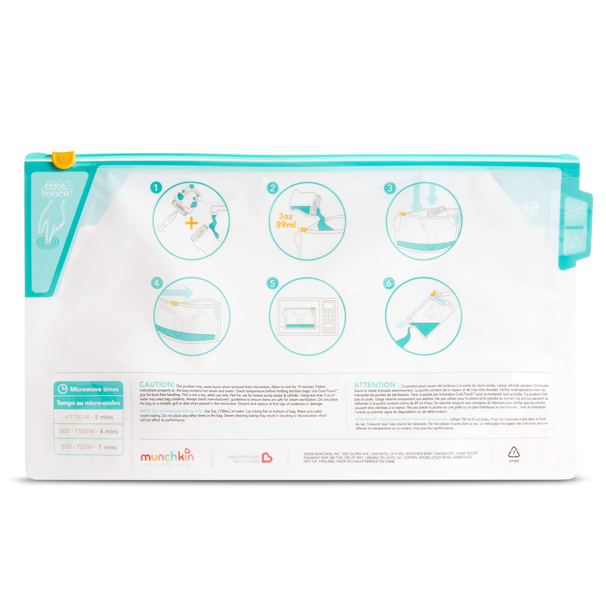 Munchkin® Sterilize™ Microwave Bottle Steam Sterilizer Bags, 30 Uses per Bag, 6 Pack