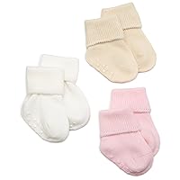 Jefferies Socks Unisex Baby Organic Cotton Non-Skid Turn Cuff Socks 3 Pair Pack