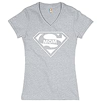 Super Mom Women's V-Neck T-Shirt Funny Motherhood Parenting Humor Cute Boys Girls Supermom Cool Soccer Mama Bear Life Tee
