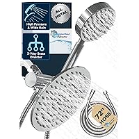 HammerHead Showers® ALL METAL Dual Shower Head Combo – CHROME – 8 Inch Rainfall High Flow Shower Head & Handheld Shower Head High Pressure with Hose 6ft - Hotel-Like Double Shower Heads