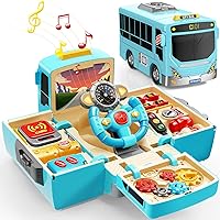 Geyiie Big School Bus Toy, Driving Simulation Bus, Toddlers School Bus Toys with Preschool Educational Music Toys, Gifts for Toddlers 1-3 on Easter, ST. Patrick's Day