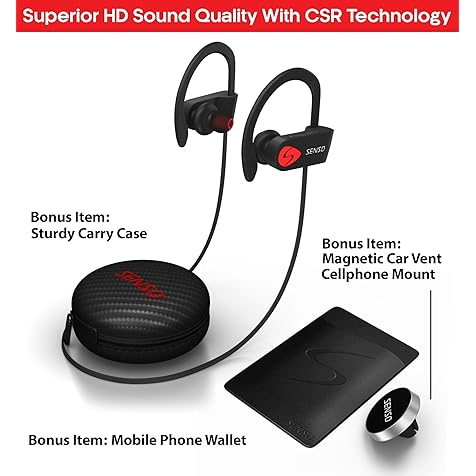 Bluetooth Headphones, Best Wireless Sports Earbuds w/Mic IPX7 Waterproof HD Stereo Sweatproof Earphones for Gym Running Workout Noise Cancelling Earphones Earbuds Noise Cancelling Headsets