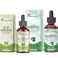 Naturments Oil of Oregano Drops + Chlorophyll Liquid Drops Bundle | Immune & Digestive Health Support | Natural Deodorant, Cleanse and Detoxification Supplement