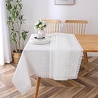 Majestic Giftware Polyester Tablecloths for Rectangle Tables - White Lace | (70/108) - TC1727L Diamond Filagree - Lined Design Dining Table Cover | Decorative Washable Tablecloth for Home & Kitchen