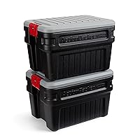 Rubbermaid ActionPacker️ 24 Gal Lockable Storage Box Pack of 2, Outdoor, Industrial, Rugged, Grey and Black
