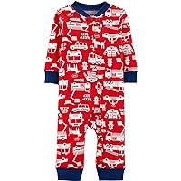 Carter's Baby Unisex' Holiday Cotton Sleep & Play (Newborn, Red Trucks)