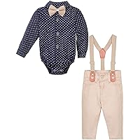 Lilax Baby Boys Formal 4 Piece Vest, Pants, Bowtie, and Suspender Gentleman Pant Set