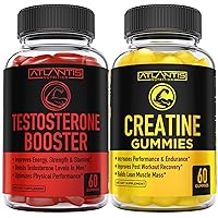 Atlantis Nutrition Testosterone Booster 2-Pack (120 Gummies) + Creatine 2-Pack (120 Gummies)
