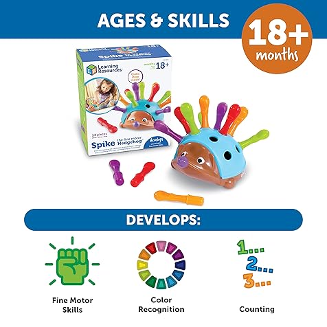 Spike The Fine Motor Hedgehog - Toddler Learning Toys, Fine Motor and Sensory Toys for Kids Ages 18+ Months, Montessori Toys,Educational Toys for Toddlers