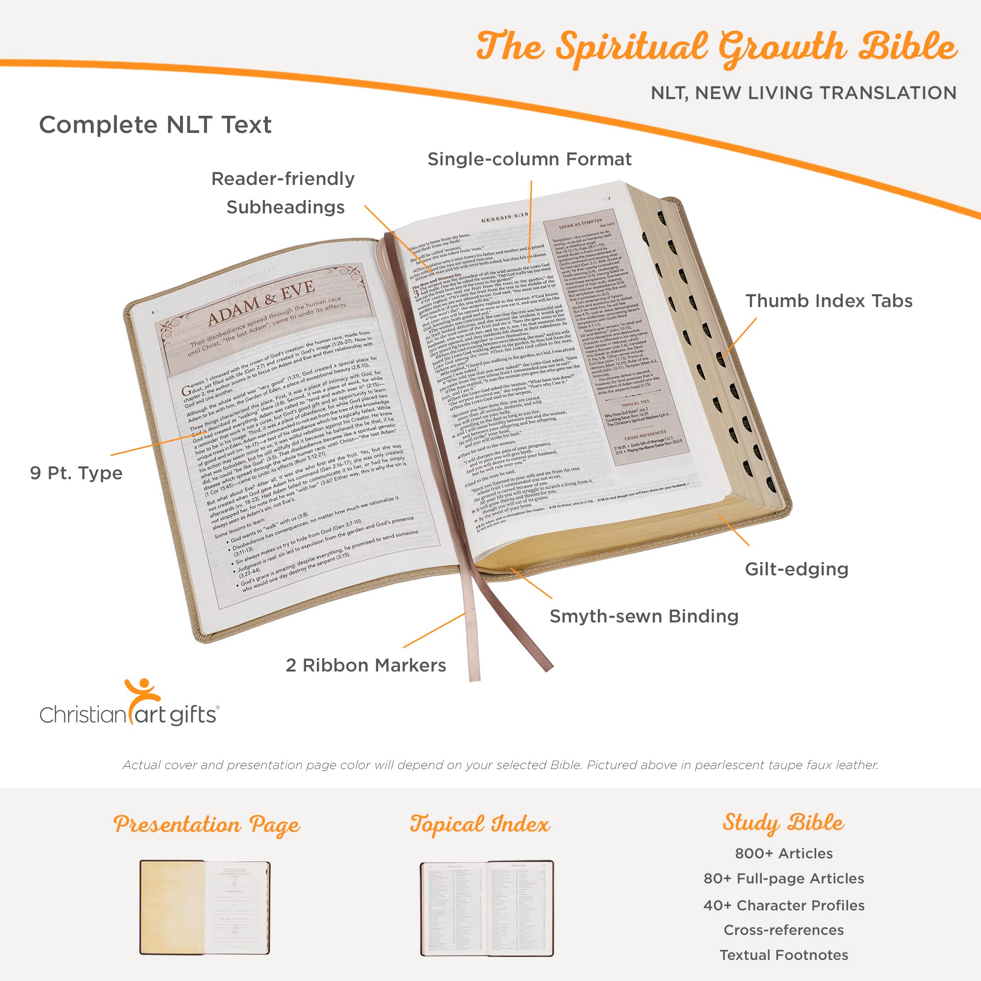 The Spiritual Growth Bible, Study Bible, NLT - New Living Translation Holy Bible, Faux Leather, Pearlescent Taupe