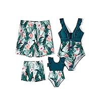 PATPAT Family Matching Swimsuits Mommy and Me One-Piece Ruffled Straps Bathing Suits Swimwear and Swim Trunks Sets