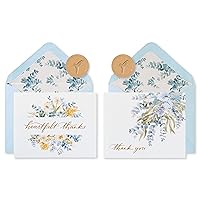 Papyrus Sympathy Thank You Cards with Envelopes, Eucalyptus Leaves (20-Count)