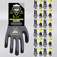 Nitrile Coated Gloves with Grip, Touchscreen (12-Pack) Reinforced Thumb Crotch - SAFERGRIP Brand