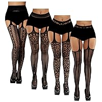 4 Pairs Valentines Patterned Tights Fishnet Tights Lace Tights