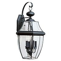 Sea Gull Lighting 8040-12 Lancaster Outdoor Wall Lantern Outside Fixture, Three - Light, Black
