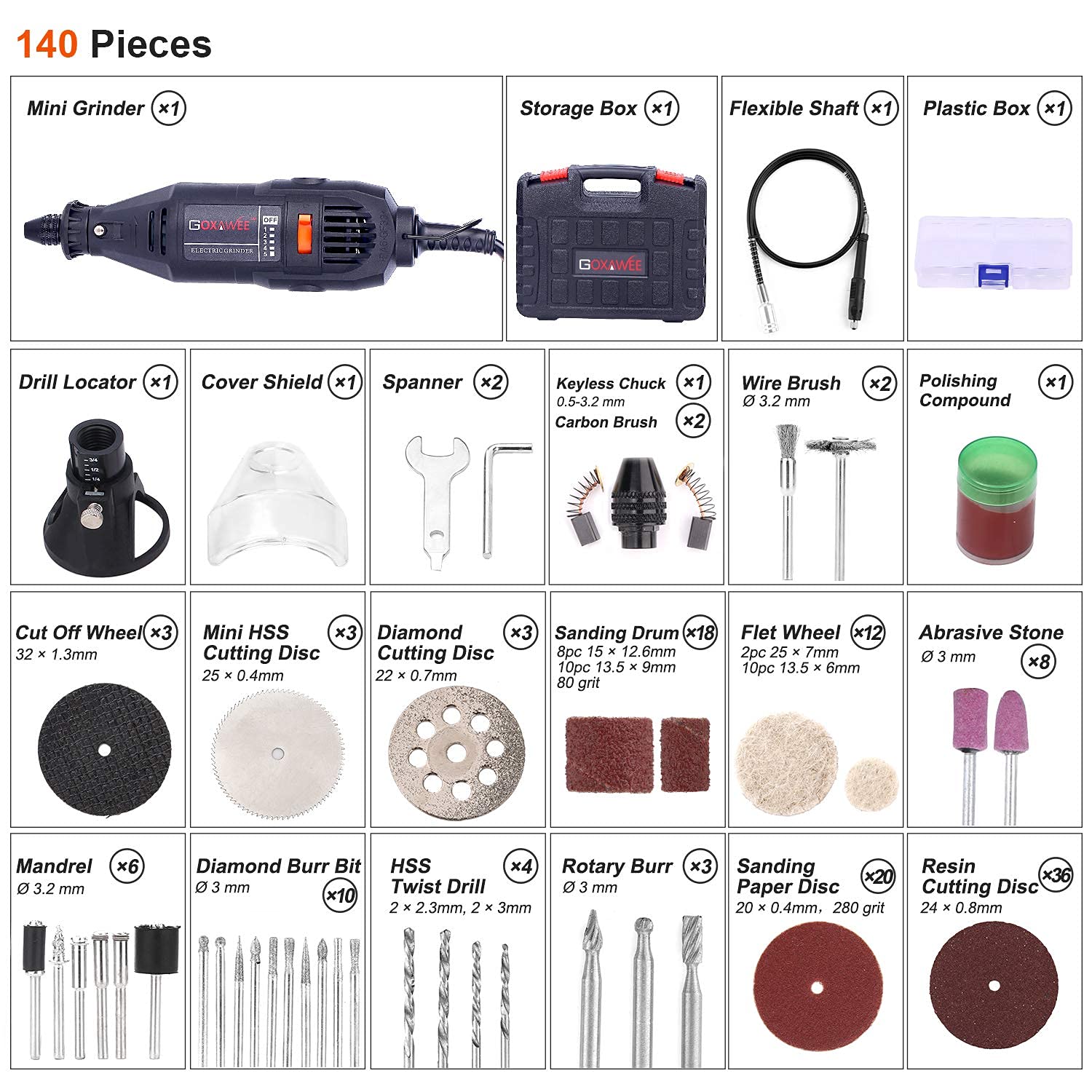 GOXAWEE Rotary Tool Kit + 2Pcs Contour Gauge Profile Tool Bundle