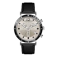 Ted Baker Marteni Chronograph Black Leather Strap Watch (Model: BKPMRS2059I), Cream/Black